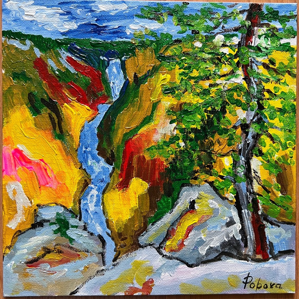 “Yellowstone 5” Acrylic painting in impressionism style.